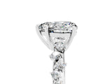 White gold Heart Cut Moissanite Cluster Side Stone Solitaire Ring with Prong Setting_59