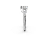 White gold Heart Cut Moissanite Engagement Ring with Milgrain Channel Set Band and Prong Setting_2