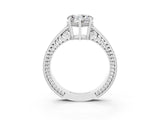 White gold Heart Cut Moissanite Engagement Ring with Milgrain Channel Set Band and Prong Setting_3