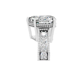 White gold Heart Cut Moissanite Engagement Ring with Milgrain Channel Set Band and Prong Setting_5