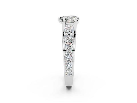 White gold Heart Cut Moissanite Engagement Ring with Pavé Band and Four-Prong Setting_2