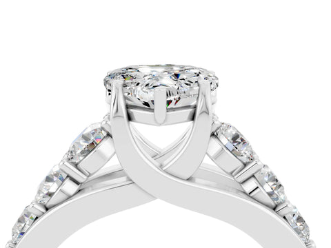 White gold Heart Cut Moissanite Engagement Ring with Pavé Band and Four-Prong Setting_4