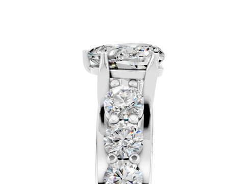White gold Heart Cut Moissanite Engagement Ring with Pavé Band and Four-Prong Setting_5