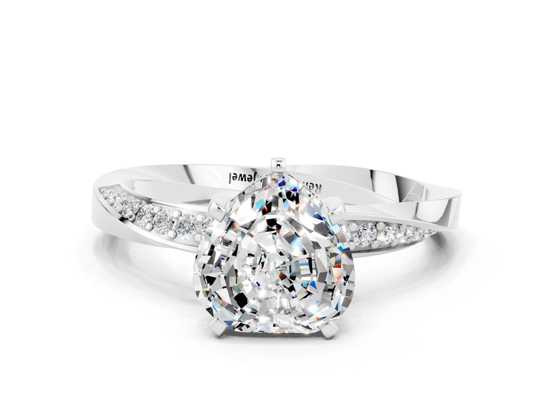 White gold Heart Cut Moissanite Engagement Ring with Side Stone Accents and Four-Prong Setting_36