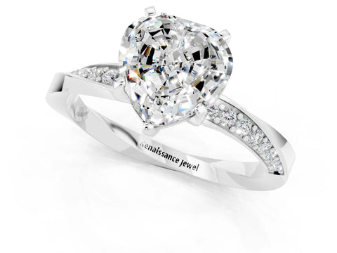 White gold Heart Cut Moissanite Engagement Ring with Side Stone Accents and Four-Prong Setting_37
