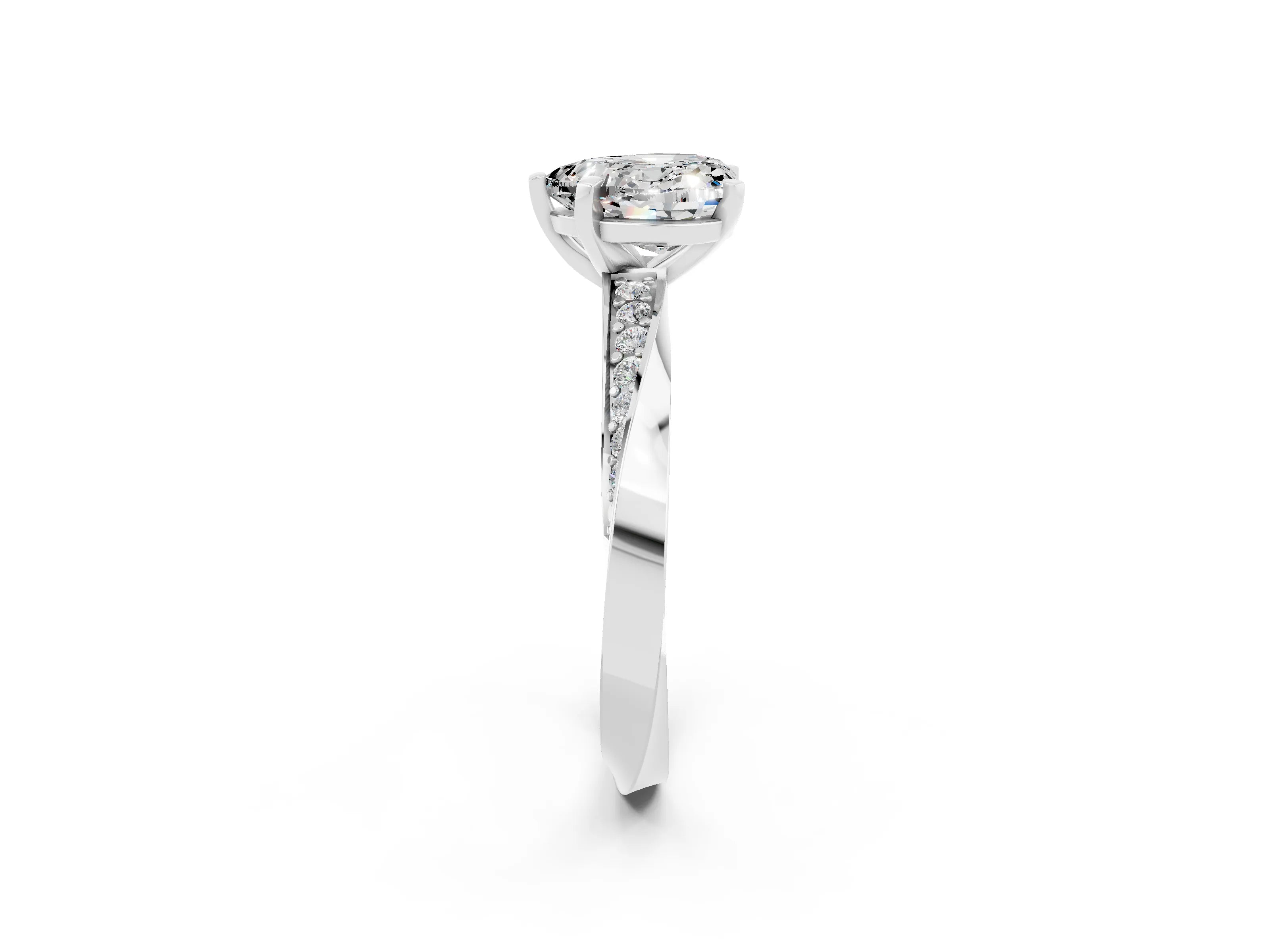 White gold Heart Cut Moissanite Engagement Ring with Side Stone Accents and Four-Prong Setting_38