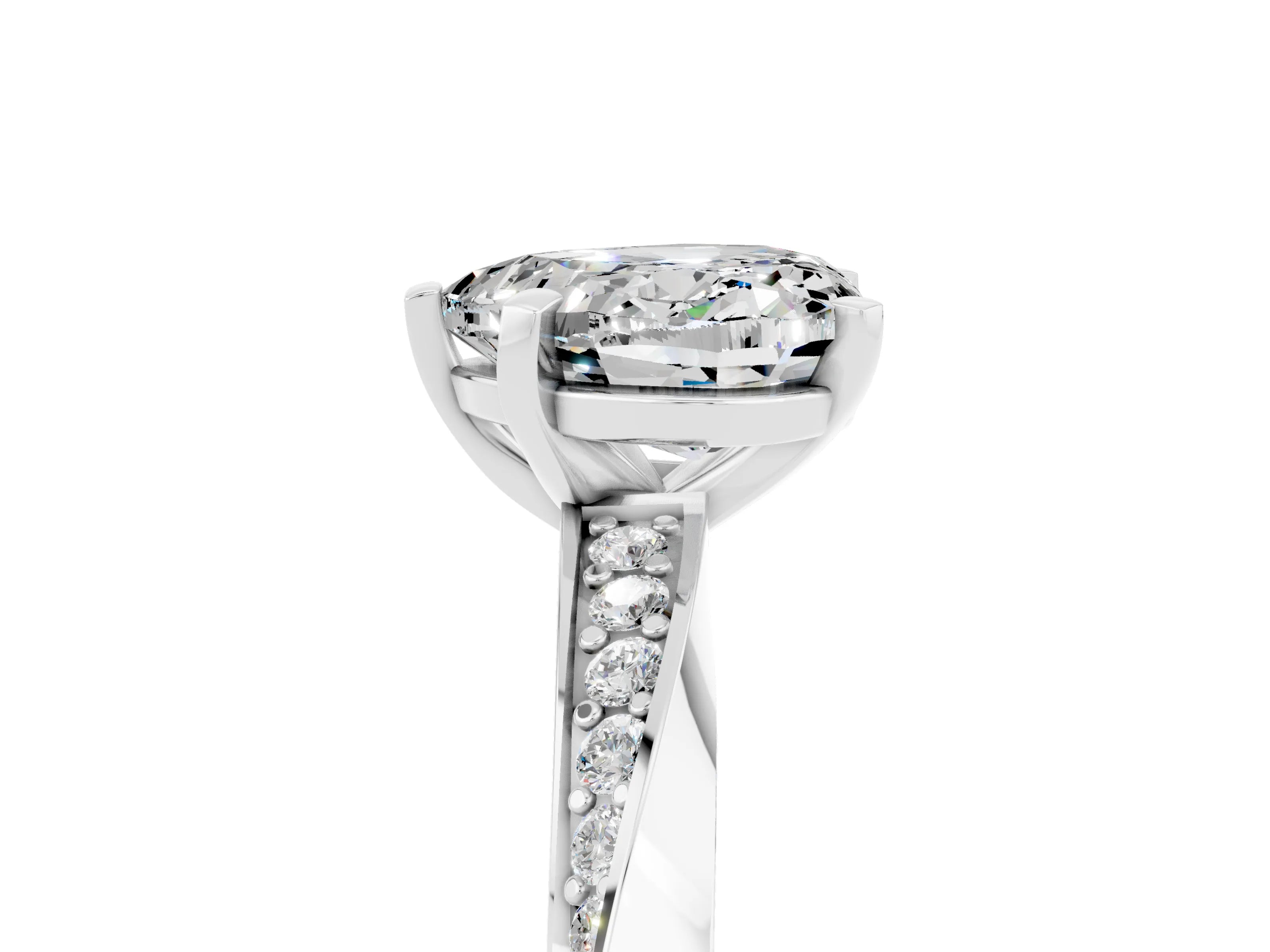 White gold Heart Cut Moissanite Engagement Ring with Side Stone Accents and Four-Prong Setting_41
