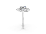 White gold Heart Cut Moissanite Floral Double Halo Engagement Ring with Prong Setting_98