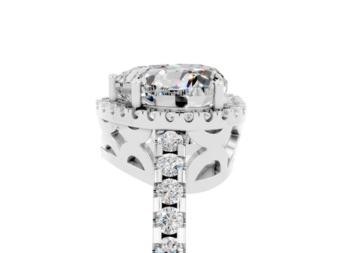 White gold Heart Cut Moissanite Halo Engagement Ring with Pavé Band and Prong Setting_17