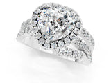 White gold Heart Cut Moissanite Halo Ring with Round Split Shank and Prong Setting_61