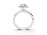 White gold Heart Cut Moissanite Halo Ring with Round Split Shank and Prong Setting_63