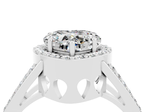 White gold Heart Cut Moissanite Halo Ring with Split Shank U-Prong Band and Four-Prong Setting_4