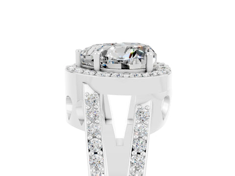 White gold Heart Cut Moissanite Halo Ring with Split Shank U-Prong Band and Four-Prong Setting_5