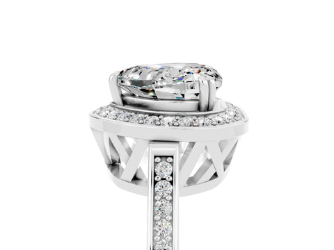 White gold Heart Cut Moissanite Halo Ring with Split Shank and Four-Prong Setting_11