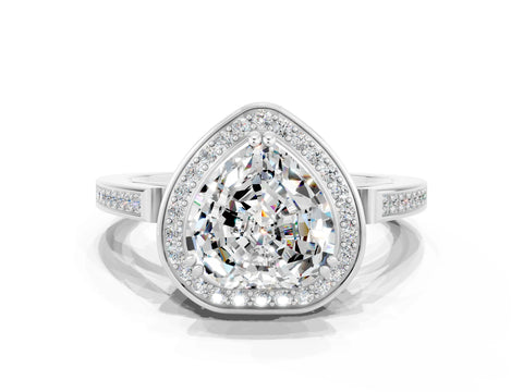 White gold Heart Cut Moissanite Halo Ring with Split Shank and Four-Prong Setting_18