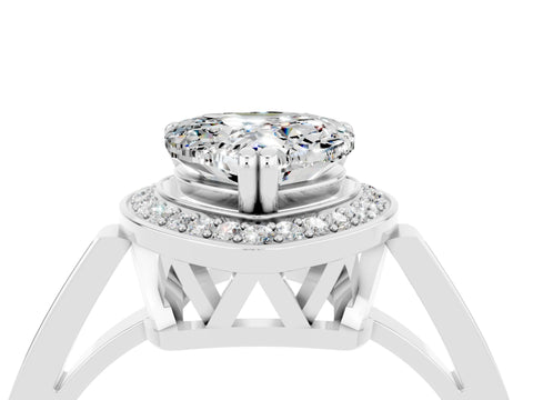 White gold Heart Cut Moissanite Halo Ring with Split Shank and Four-Prong Setting_22