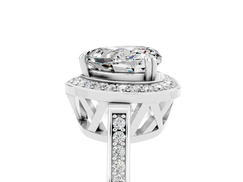 White gold Heart Cut Moissanite Halo Ring with Split Shank and Four-Prong Setting_5