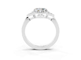 White gold Heart Cut Moissanite Halo Ring with Tapered Band and Four-Prong Setting_3