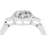 White gold Heart Cut Moissanite Halo Ring with Tapered Band and Four-Prong Setting_4