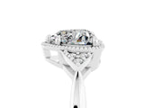 White gold Heart Cut Moissanite Halo Ring with Tapered Band and Four-Prong Setting_5