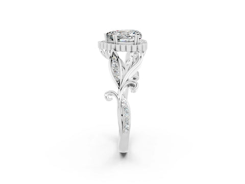 White gold Heart Cut Moissanite Halo Ring with Vintage Split Shank and Four-Prong Setting_26
