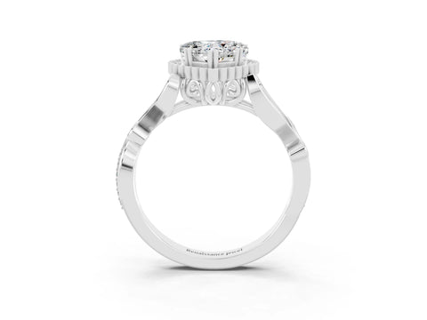White gold Heart Cut Moissanite Halo Ring with Vintage Split Shank and Four-Prong Setting_27