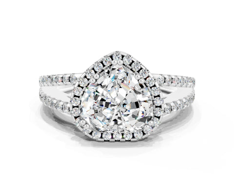 White gold Heart Cut Moissanite Halo Split Shank Engagement Ring_12