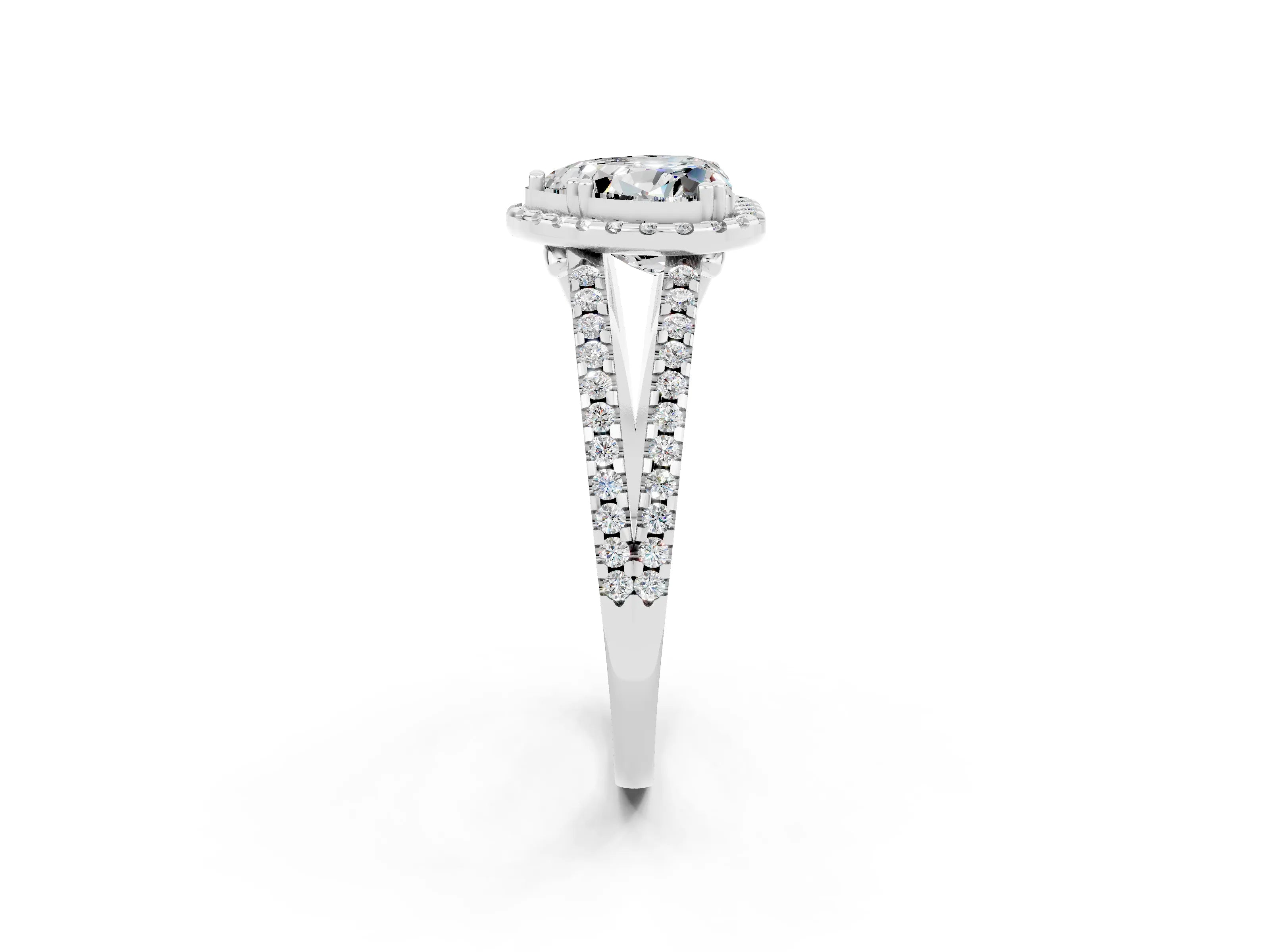 White gold Heart Cut Moissanite Halo Split Shank Engagement Ring_14