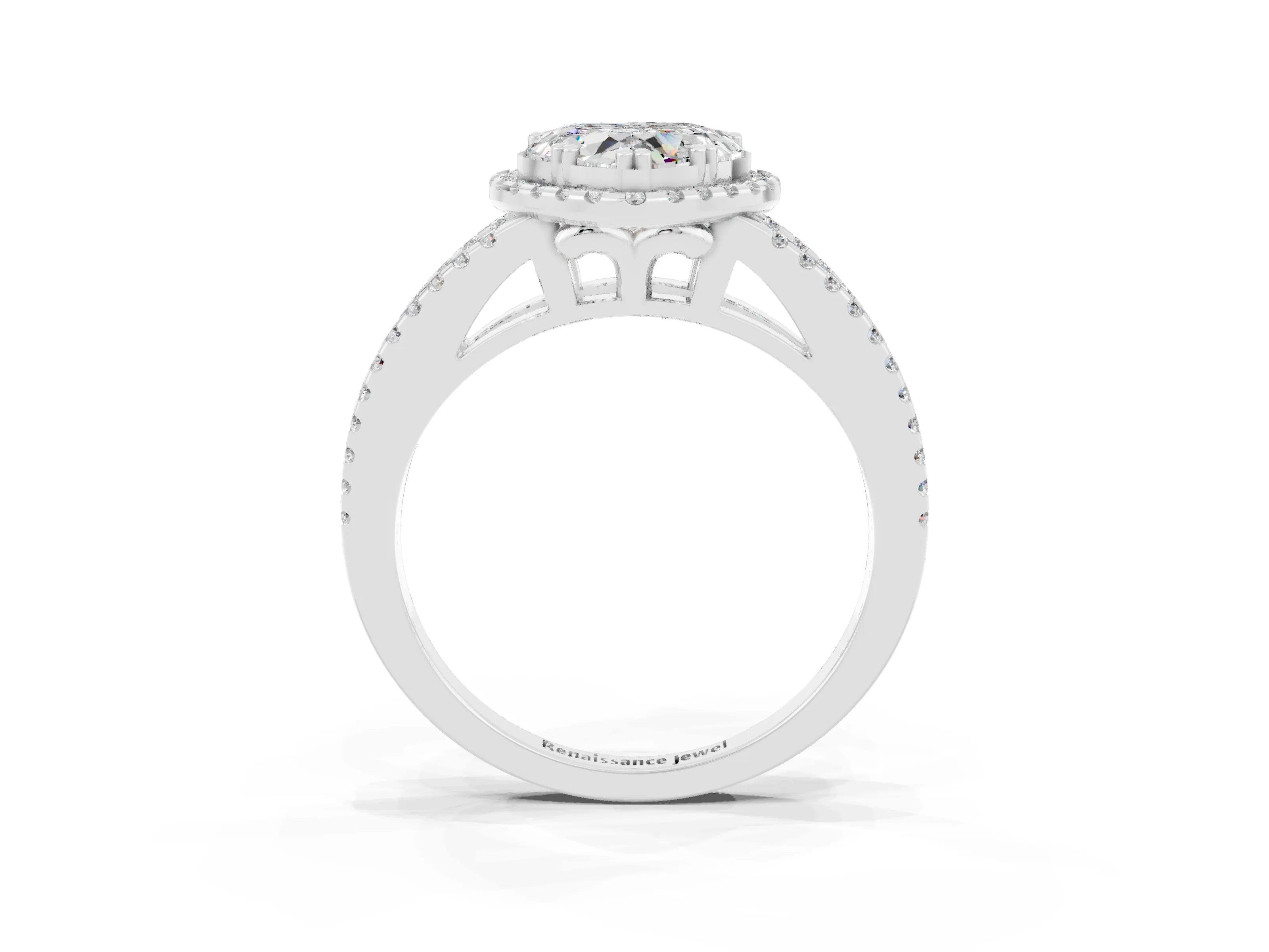 White gold Heart Cut Moissanite Halo Split Shank Engagement Ring_15