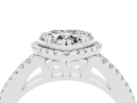 White gold Heart Cut Moissanite Halo Split Shank Engagement Ring_16