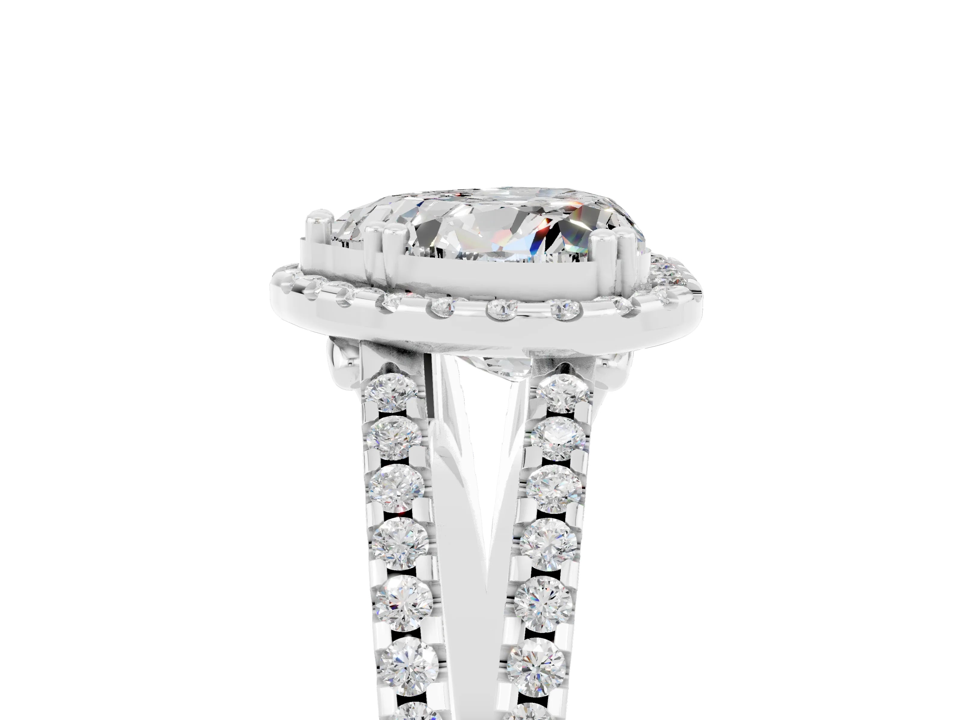 White gold Heart Cut Moissanite Halo Split Shank Engagement Ring_17