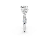 White gold Heart Cut Moissanite Halo Twist Band Solitaire Prong Setting Ring_2