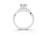 White gold Heart Cut Moissanite Halo Twist Band Solitaire Prong Setting Ring_3