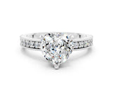 White gold Heart Cut Moissanite Milgrain Pavé Engagement Ring with Four-Prong Setting_12