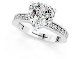 White gold Heart Cut Moissanite Milgrain Pavé Engagement Ring with Four-Prong Setting_13