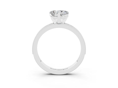 White gold Heart Cut Moissanite Milgrain Pavé Engagement Ring with Four-Prong Setting_15