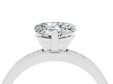 White gold Heart Cut Moissanite Milgrain Pavé Engagement Ring with Four-Prong Setting_16