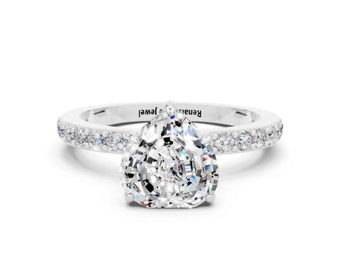 White gold Heart Cut Moissanite Pavé Engagement Ring with Round  Accents and Prong Setting_24