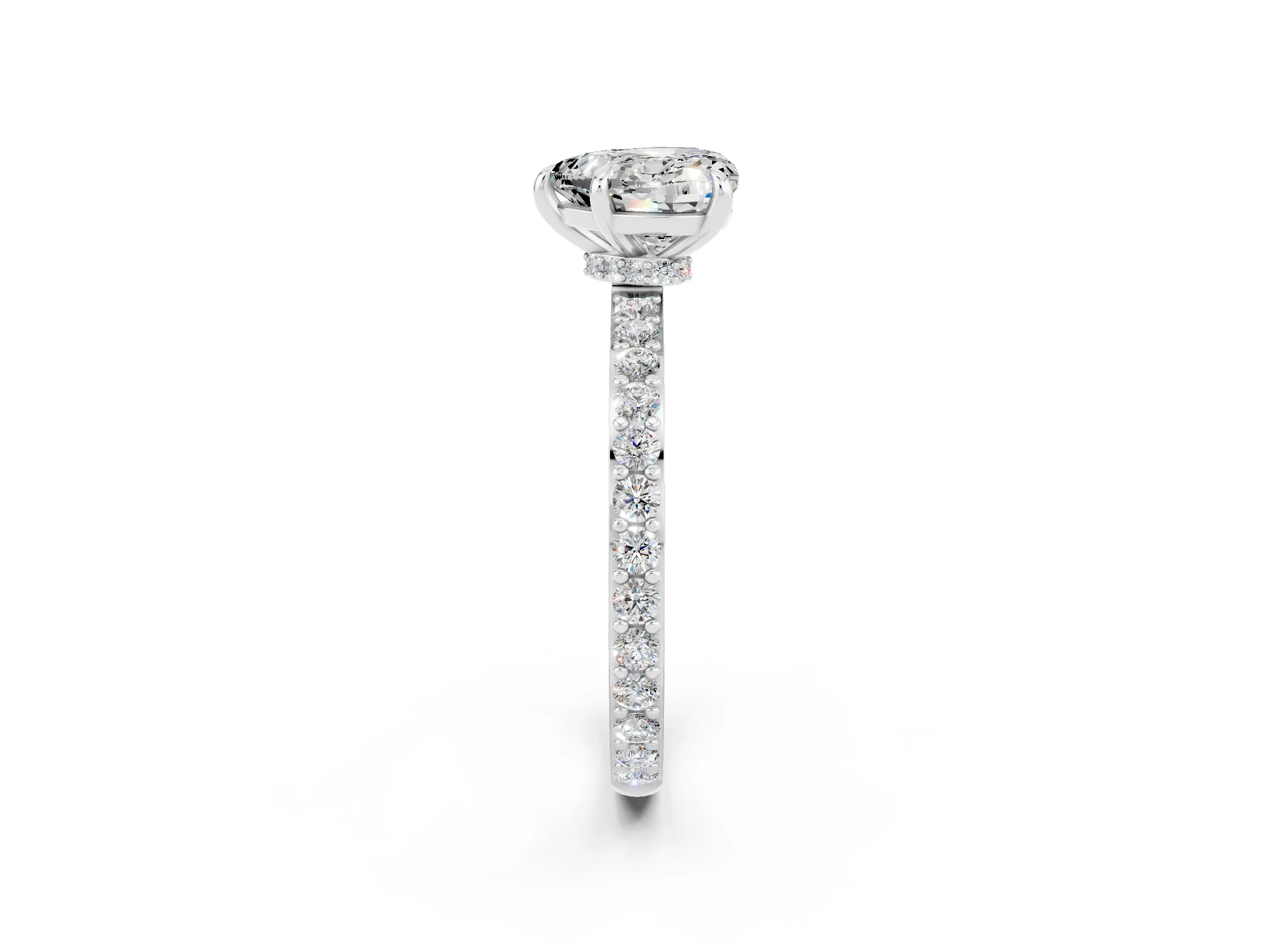 White gold Heart Cut Moissanite Pavé Engagement Ring with Round  Accents and Prong Setting_26