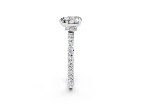 White gold Heart Cut Moissanite Pavé Engagement Ring with Round  Accents and Prong Setting_26