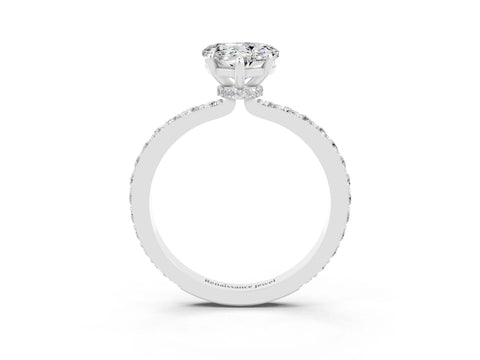 White gold Heart Cut Moissanite Pavé Engagement Ring with Round  Accents and Prong Setting_27
