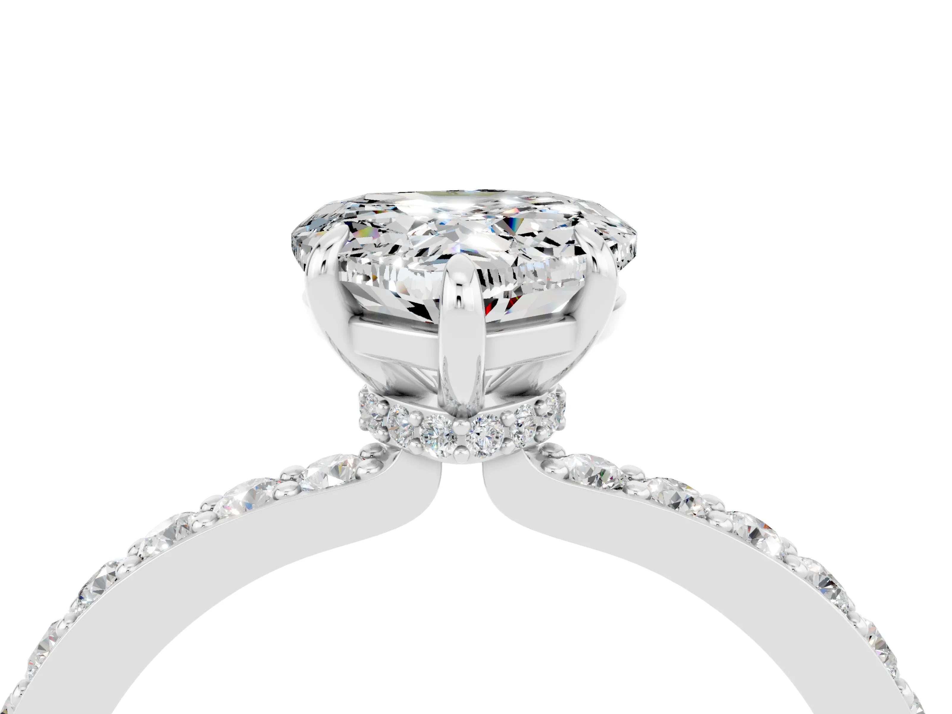 White gold Heart Cut Moissanite Pavé Engagement Ring with Round  Accents and Prong Setting_28
