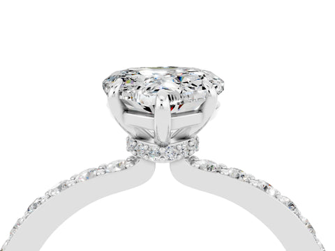 White gold Heart Cut Moissanite Pavé Engagement Ring with Round  Accents and Prong Setting_28