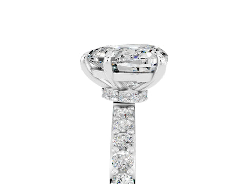 White gold Heart Cut Moissanite Pavé Engagement Ring with Round  Accents and Prong Setting_29