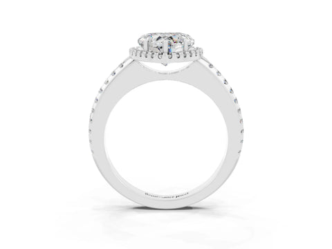 White gold Heart Cut Moissanite Pavé Halo Ring with Four-Prong Setting_15