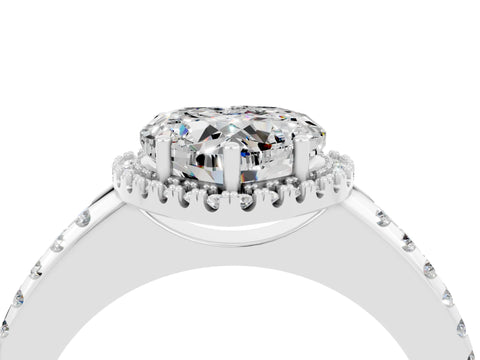 White gold Heart Cut Moissanite Pavé Halo Ring with Four-Prong Setting_16