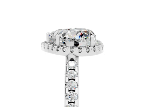 White gold Heart Cut Moissanite Pavé Halo Ring with Four-Prong Setting_17