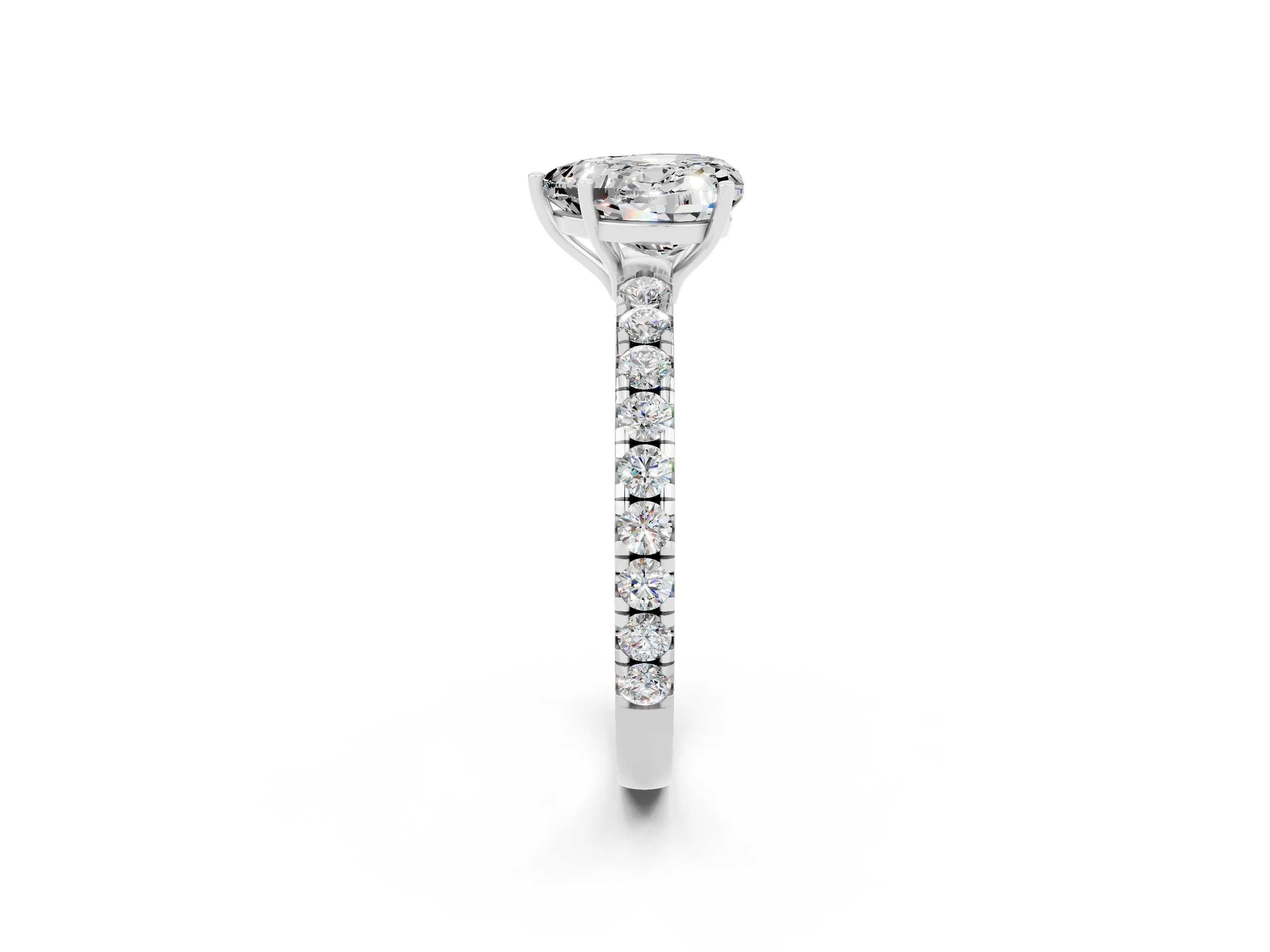 White gold Heart Cut Moissanite Pavé Solitaire Engagement Ring with Four-Prong Setting_14