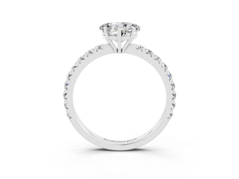 White gold Heart Cut Moissanite Pavé Solitaire Engagement Ring with Four-Prong Setting_15