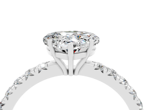 White gold Heart Cut Moissanite Pavé Solitaire Engagement Ring with Four-Prong Setting_16